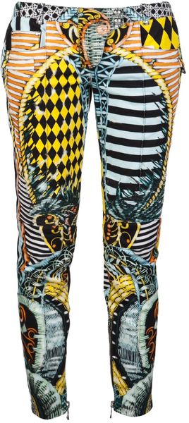 Balmain Mixed Print Moto Jeans - Lyst