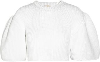 Chloé Chunky-Knit Cotton-Blend Cropped Sweater - Lyst