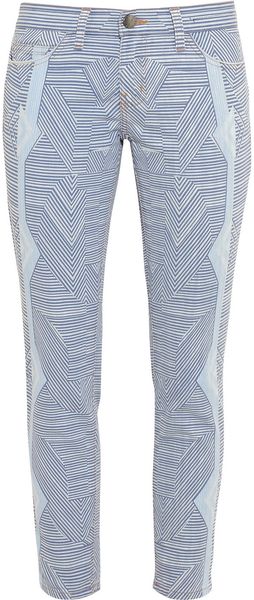 Current/Elliott The Stiletto Printed Low-Rise Skinny Jeans - Lyst