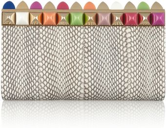 Jimmy Choo Cayla Studded Snake Clutch - Lyst
