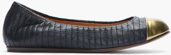 Lanvin Black Leather Metallic Captoe Ballerina Flats - Lyst