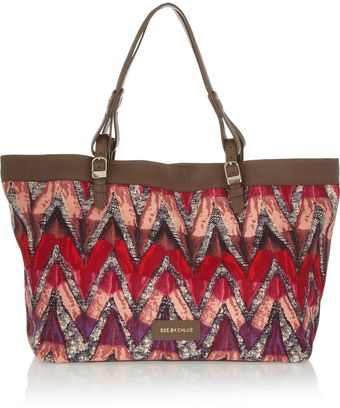 See By Chloé Agathe Leathertrimmed Canvas Tote - Lyst