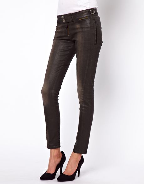 black faux leather skinny jeans