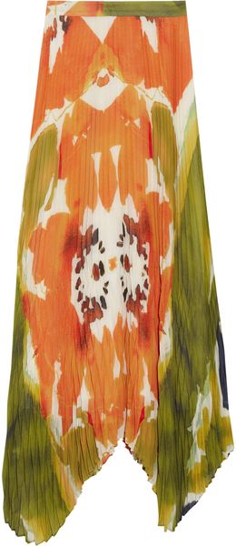 Alice + Olivia Pleated Printed Chiffon Maxi Skirt - Lyst