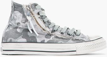 Converse Grey Camo Chuck Taylor All Star Double Zip Duck Canvas Hitops - Lyst