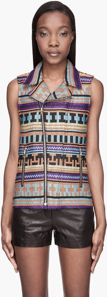 MSGM Orange and Blue Woven Iket Vest - Lyst