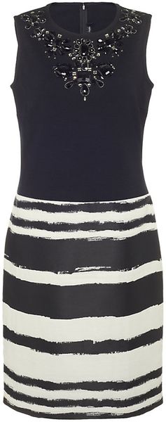 St. John Mikado Embellished Dress - Lyst