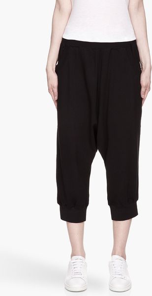 Y-3 Black and White Cropped Lux Lounge Pants - Lyst