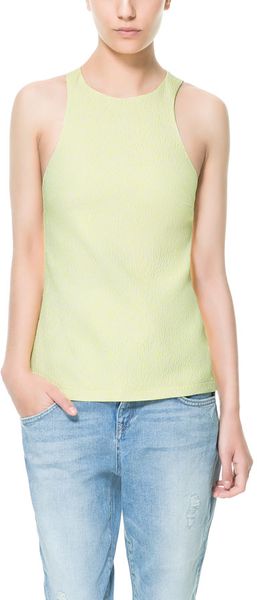 Zara Jacquard Top with Zip At The Back - Lyst