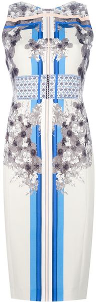 Antonio Berardi Floral Print Fitted Dress - Lyst