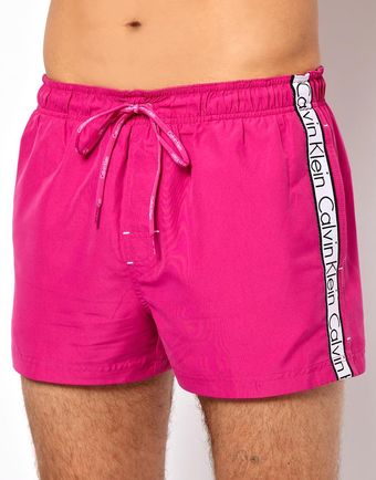 Calvin Klein Logo Tape Swim Shorts - Lyst