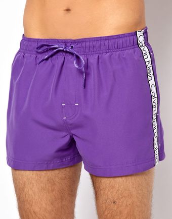 Calvin Klein Logo Tape Swim Shorts - Lyst
