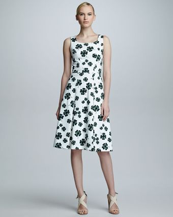Carolina Herrera Verprint Scoopneck Dress Whit - Lyst