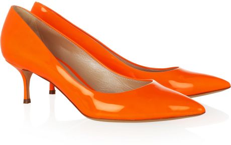 orange canvas pumps