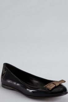 Fendi Black Patent Leather Bow Detail Flats - Lyst