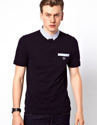 Fred Perry Polo with Seersucker Collar - Lyst
