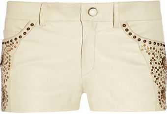 Isabel Marant Devin Embellished Stretch-Leather Shorts - Lyst