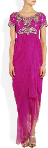 Marchesa Crystalembellished Tulle Dress in Purple (pink) | Lyst