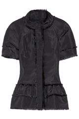 Oscar de la Renta Silkfaille Peplum Jacket
