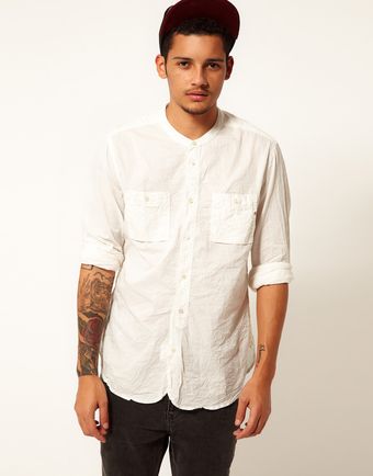Replay Shirt Long Sleeve Grandad 2 Pocket - Lyst