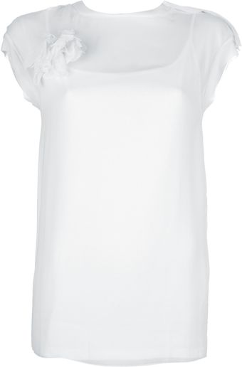 Lanvin Floral Detail Sheer Top - Lyst