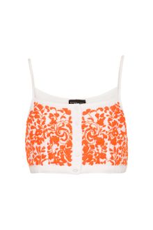Topshop Button Front Floral Crop Top - Lyst