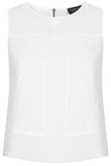 Topshop Sleeveless Lace Panel Shell - Lyst