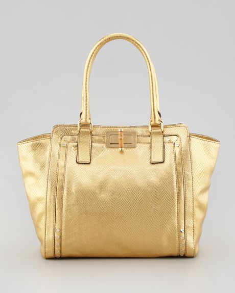 large gold tote bag