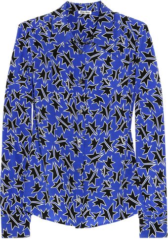 Miu Miu Printed Silk Crepe De Chine Blouse - Lyst