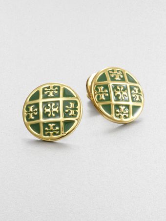 Tory Burch Enamel Logo Pattern Stud Earrings - Lyst