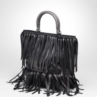 Bottega Veneta Nero Intrecciato Nappa Fringe Bag - Lyst