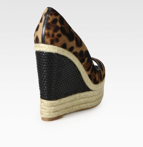 Brian Atwood Cailey Leopardprint Pony Hair Leather Espadrille Wedges in Animal (leopard print 