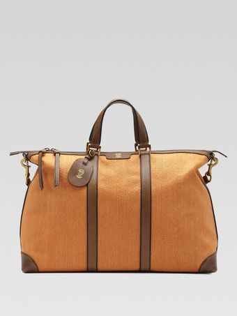 Gucci Raffia Tophandle Duffel Bag - Lyst