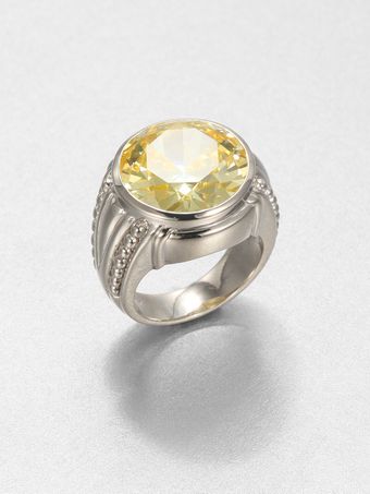 Judith Ripka Canary Crystal Sterling Silver Cocktail Ring - Lyst