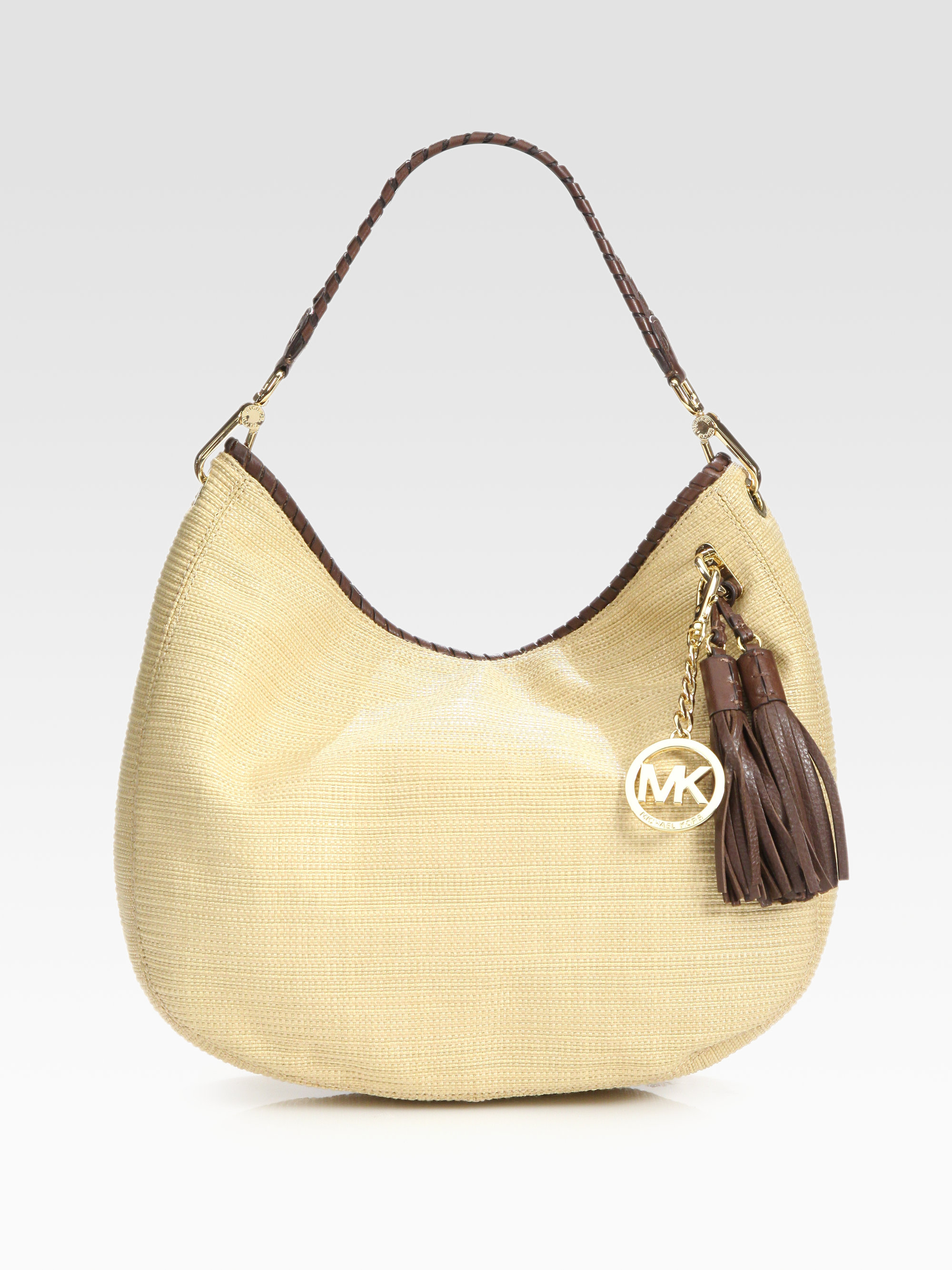 Michael Michael Kors Large Straw Leather Shoulder Bag in Yellow