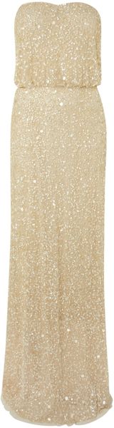 Adrianna Papell Strapless All Over Beaded Dress - Lyst