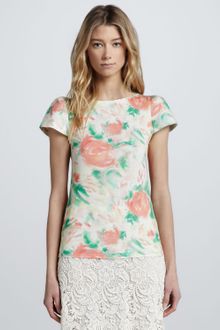 Alice + Olivia Floralprint Puffsleeve Tee - Lyst