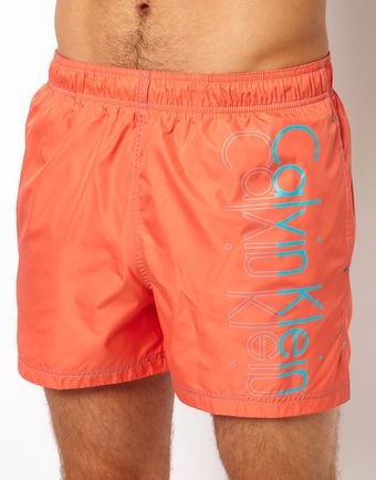 Calvin Klein Placement Logo Swim Shorts - Lyst