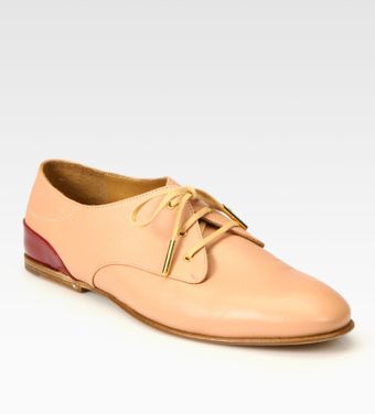 Chloé Leather Patent Leather Laceup Oxfords - Lyst