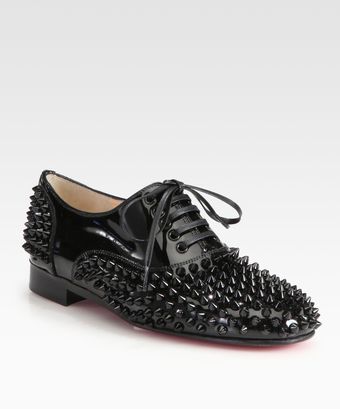 Christian Louboutin Freddy Studded Patent Leather Laceup Oxfords - Lyst