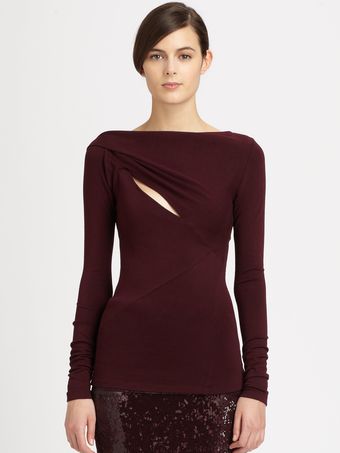 Donna Karan New York Cutout Stretch Knit Top - Lyst