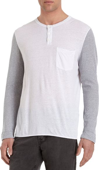 James Perse Contrast Sleeves Crewneck Henley - Lyst