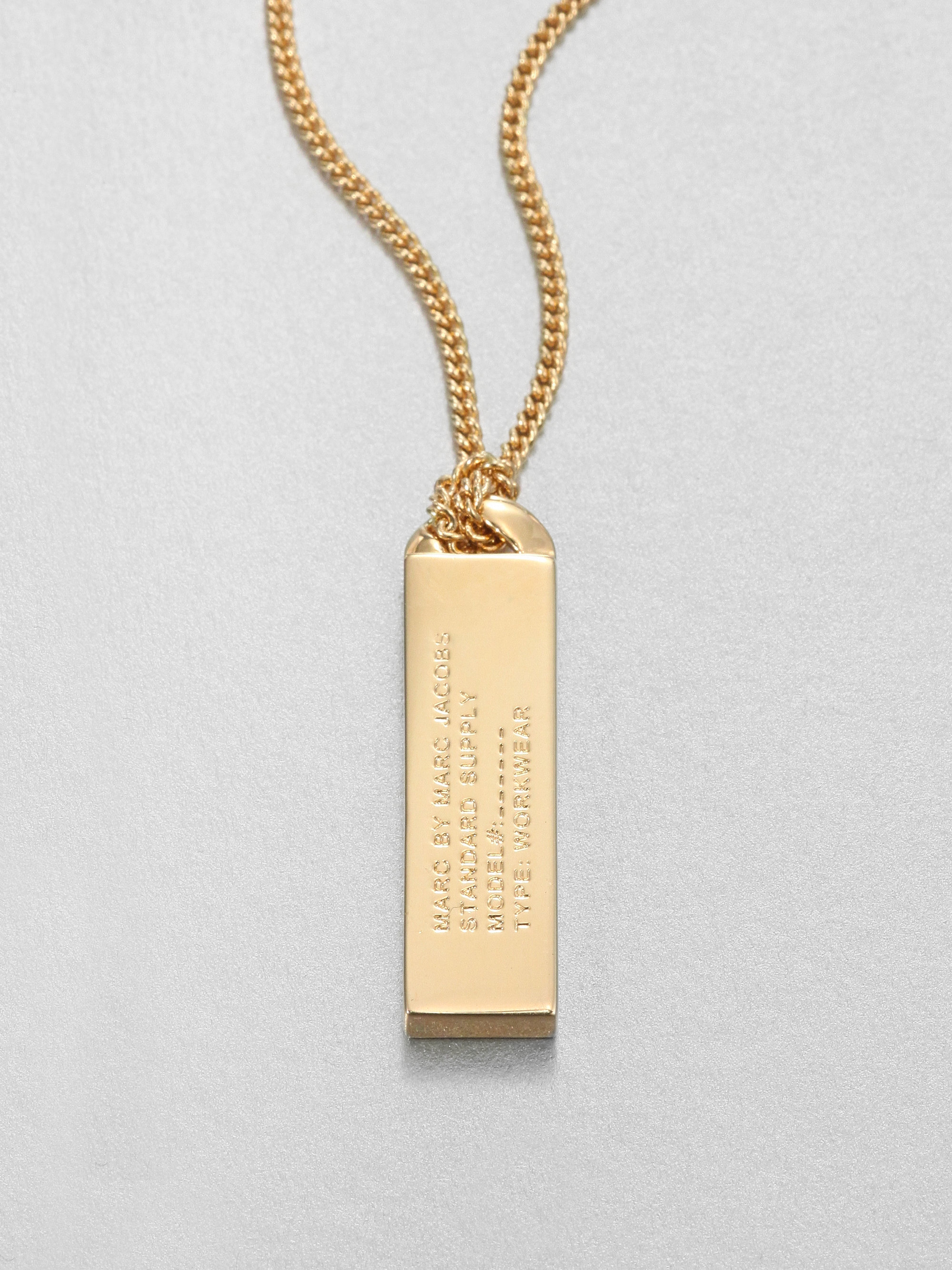 Marc By Marc Jacobs Id Tag Pendant Necklace 10k Goldplated in Gold | Lyst
