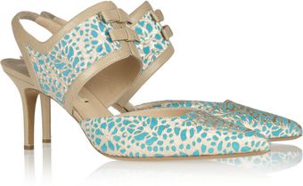 Nicholas Kirkwood Cutout Suede Leather and Brocade Slingback Pumps - Lyst