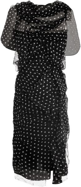 Nina Ricci Polka Dot Ruched Dress - Lyst