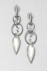  Mother Of Pearl Clear Quartz and Sterling Silver Drop Earrings