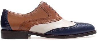 Zara Tricolor Brogue Oxford Shoe - Lyst
