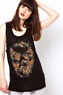 Eleven Paris Floral Skull Print Vest - Lyst