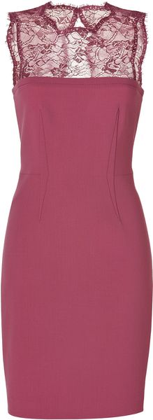 Emilio Pucci Lace Panel Stretch Wool Dress - Lyst