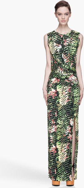 Kenzo Green Orchid Print Dress - Lyst